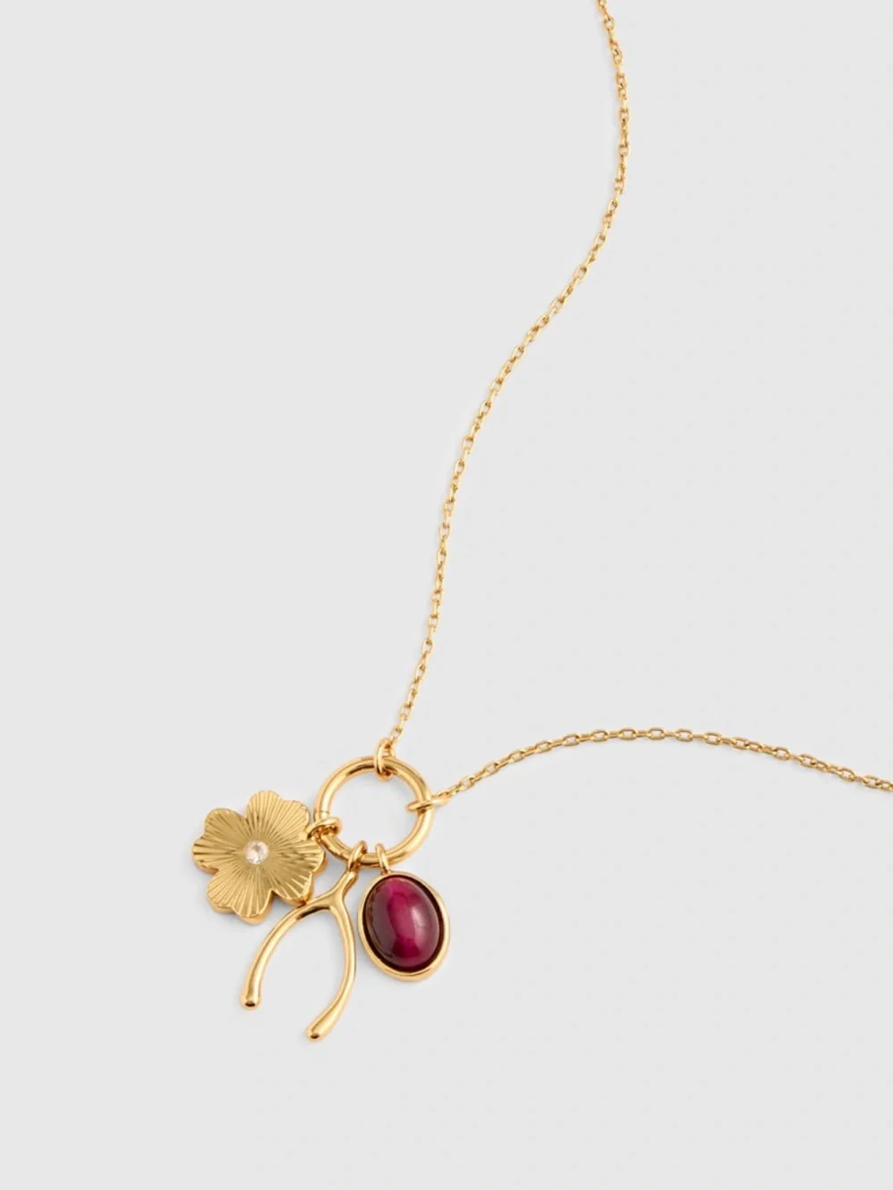 NWT MADEWELL Semiprecious Wishbone Charm Necklace - Picture 1 of 8